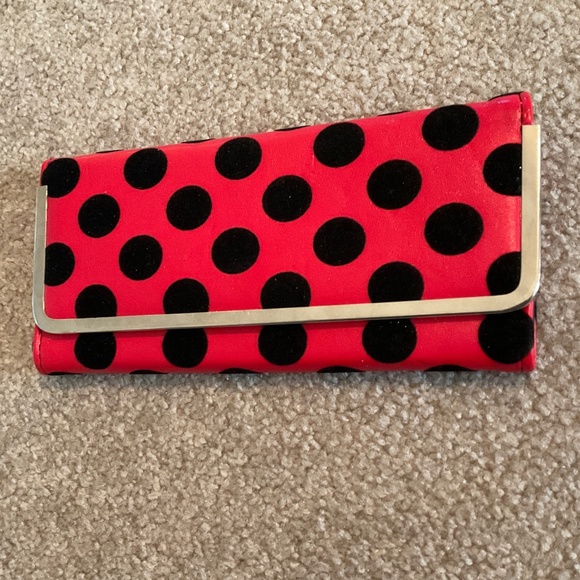 red wallet with black polka dots, 9 x 4 - Picture 5 of 7